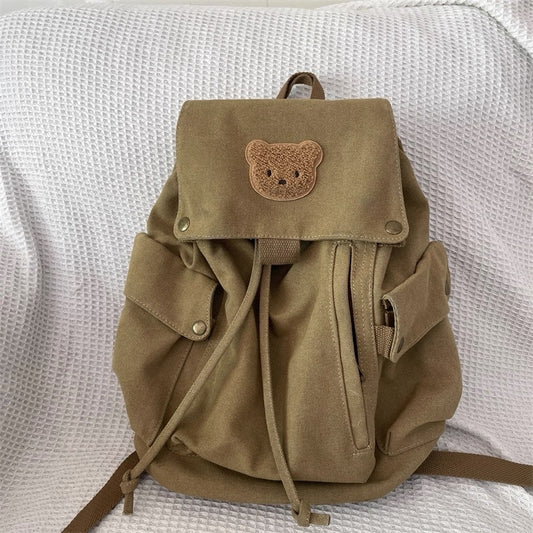 The Scholar Bear Backpack – Vintage-Inspired Canvas Rucksack